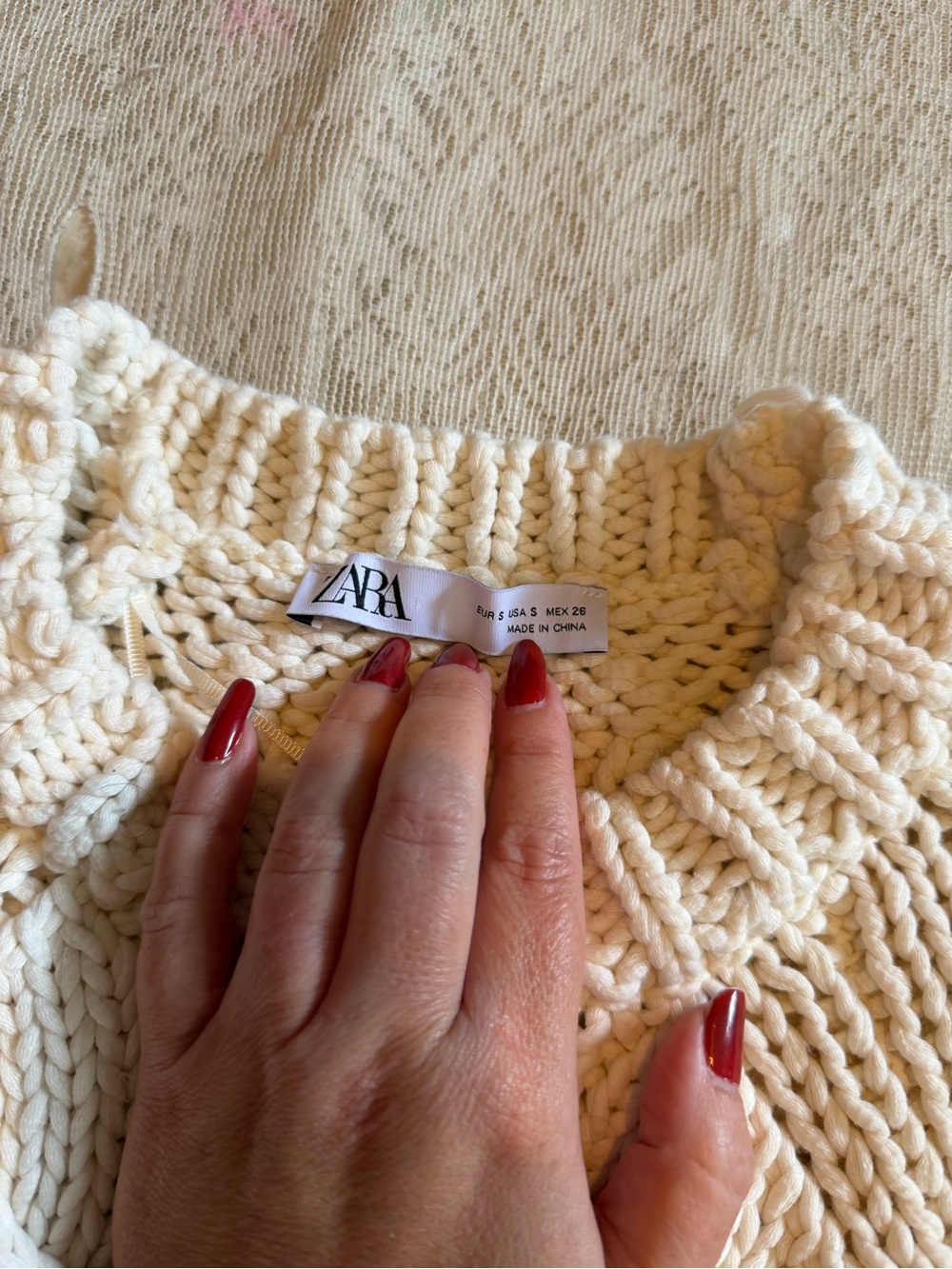 Zara chunky knit tie side crewneck sweater - Picture 3 of 10